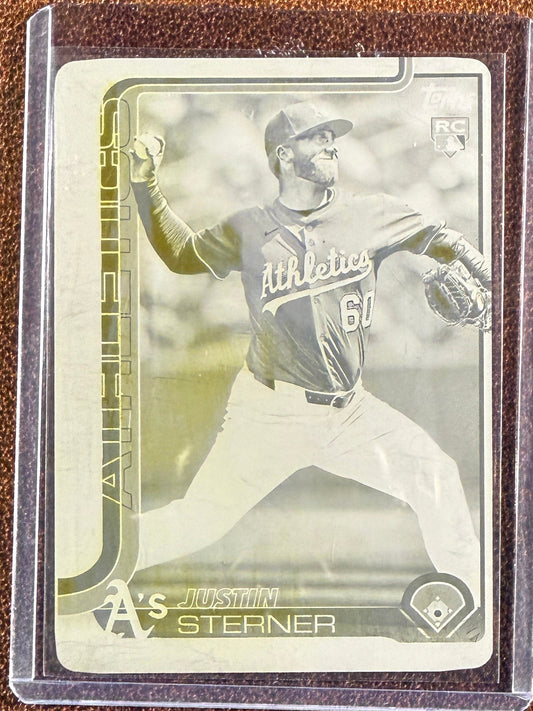 Justin Sterner - 2025 Topps Update - 1/1 Yellow Printing Plate - Athletics