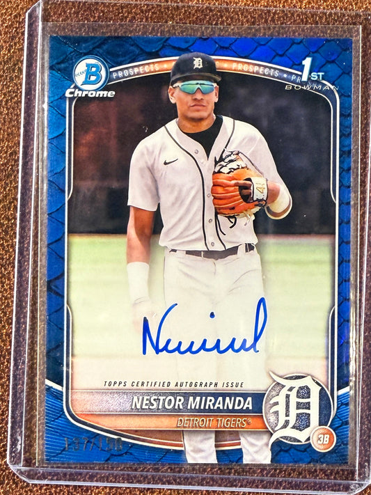 Nestor Miranda - 2025 Bowman - 1st Bowman BLUE AUTO /150 - Tigers