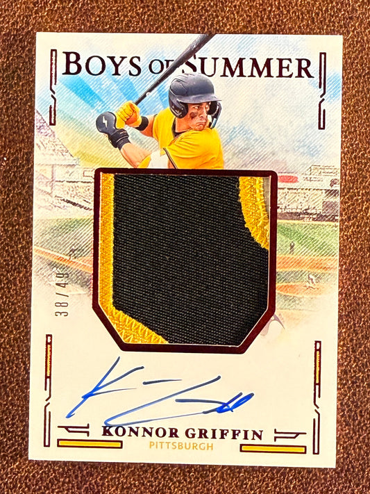 Konnor Griffin - 2025 Panini Boys of Summer - RED Jumbo RELIC AUTO /49 (*Minor Edge Issue*) - Pirates