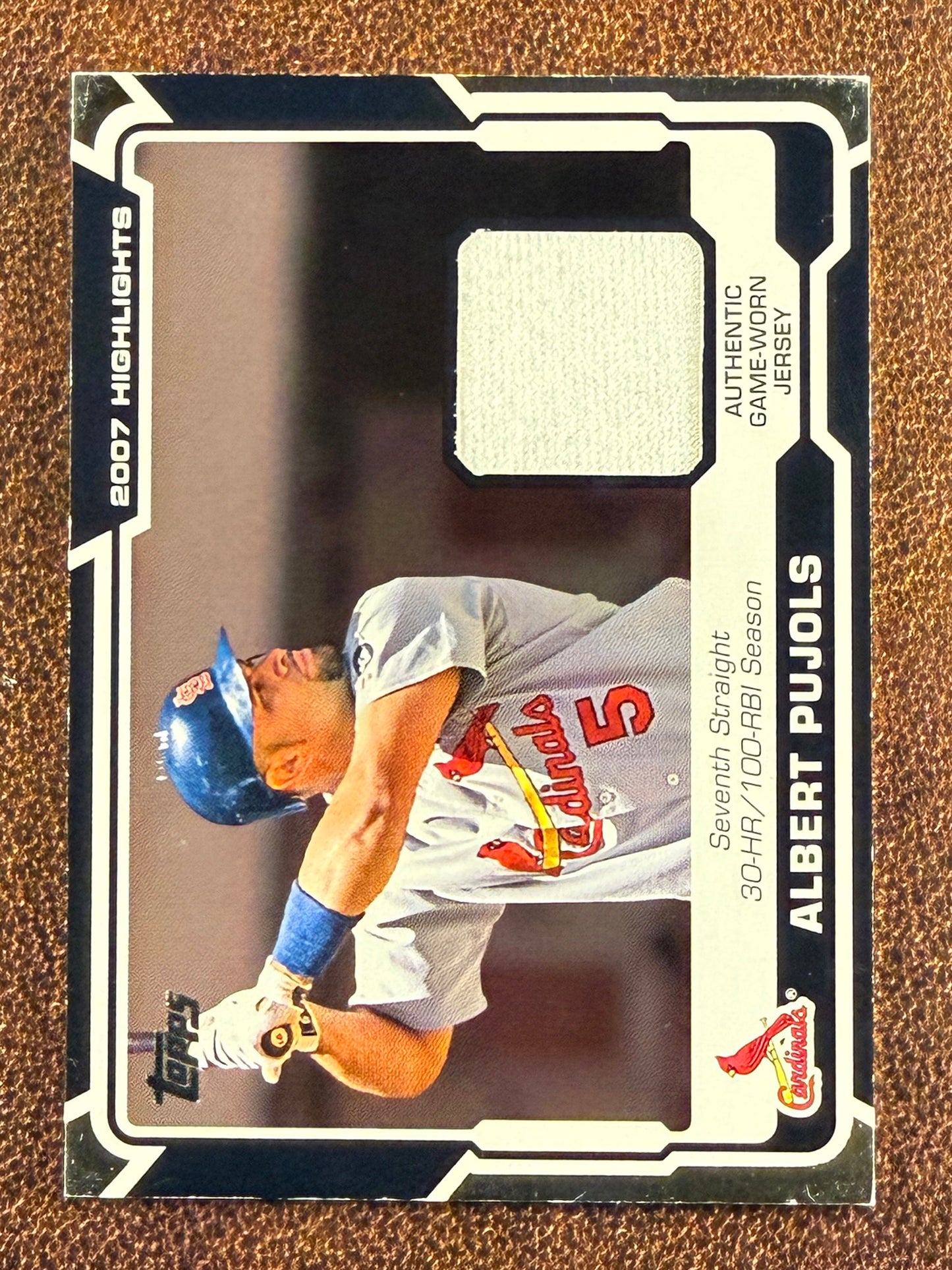 Albert Pujols - 2008 Topps - 2007 Highlights RELIC (*Edge/Corner Whiting*) - Cardinals