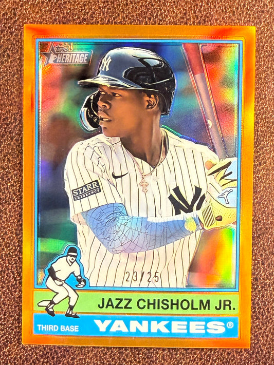 Jazz Chisholm Jr. - 2025 Topps Heritage - ORANGE Chrome /25 - Yankees