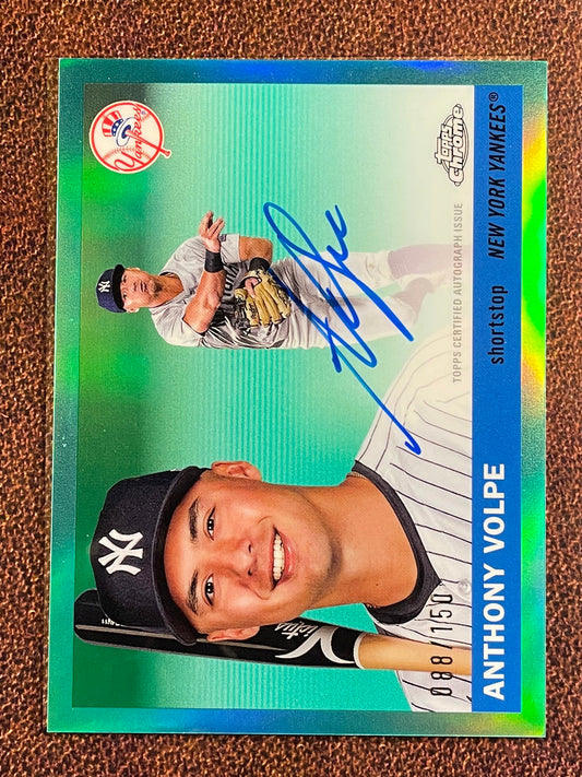 Anthony Volpe - 2025 Topps Chrome Platinum - AQUA Refractor AUTO /150 - Yankees