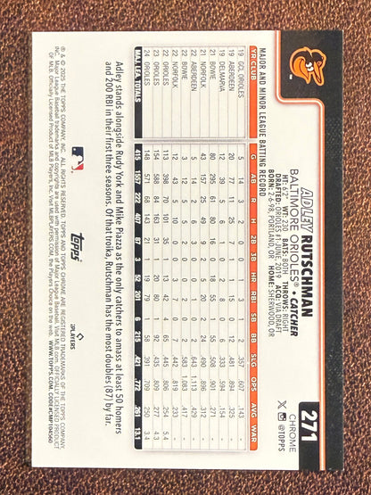 Adley Rutschman - 2025 Topps Chrome - BLACK Speckle /10 - Orioles