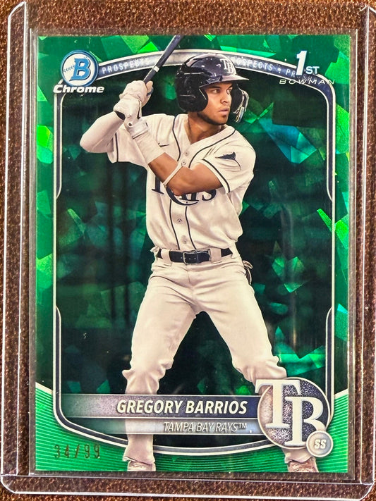 Gregory Barrios - 2025 Bowman Chrome - Sapphire GREEN /99 - Rays