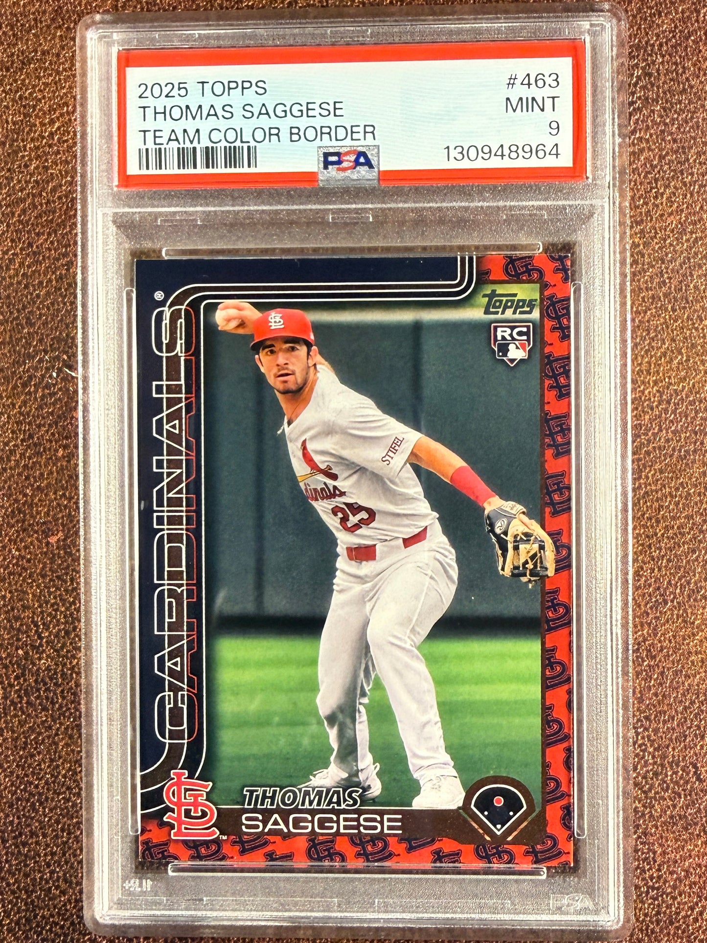 Thomas Saggese - 2025 Topps Series 2 - Team Border (PSA 9) - Cardinals
