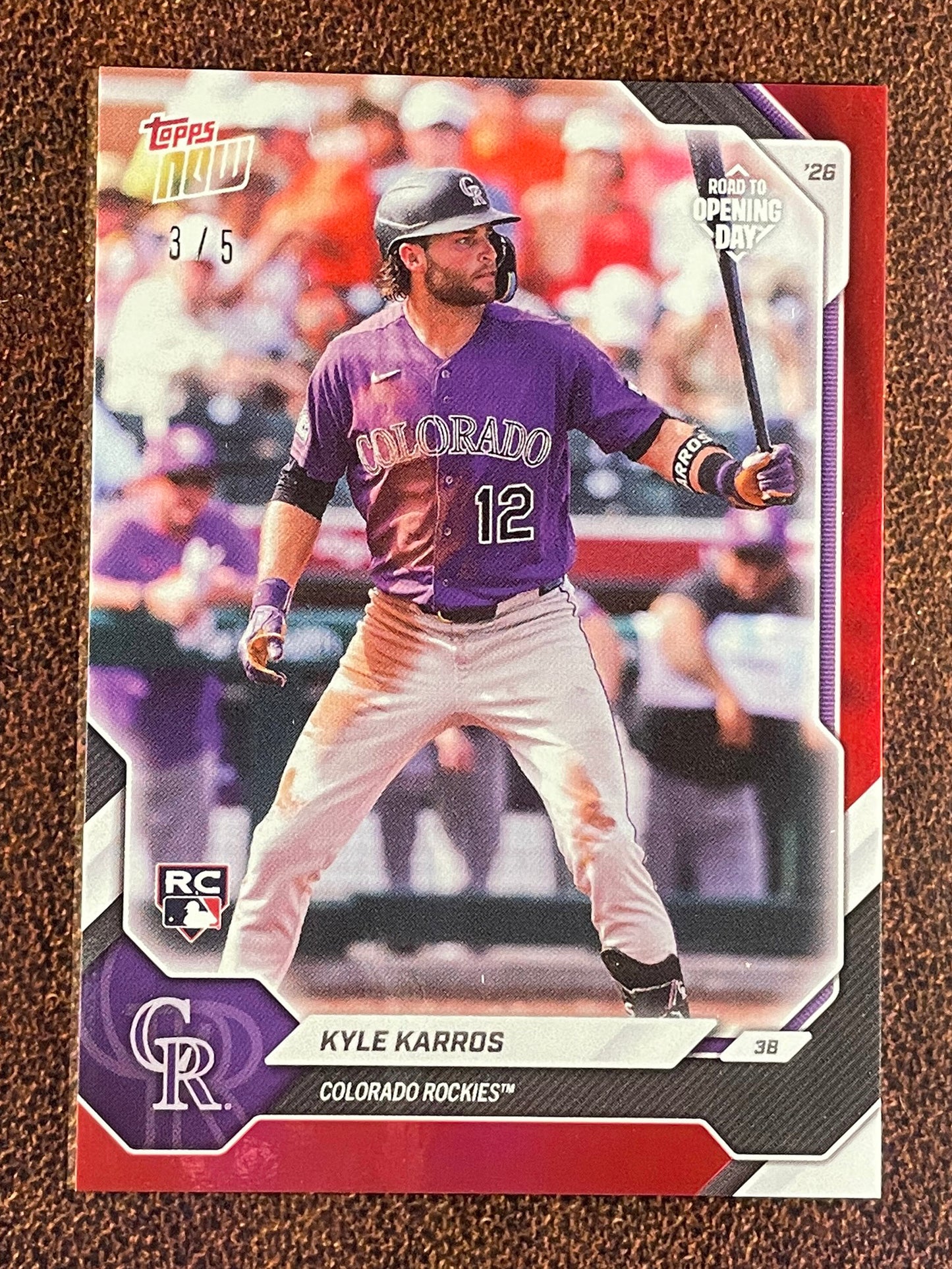 Kyle Karros - 2026 Topps Now Road to Opening Day - RED Foil /5 - Rockies