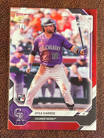 Kyle Karros - 2026 Topps Now Road to Opening Day - RED Foil /5 - Rockies