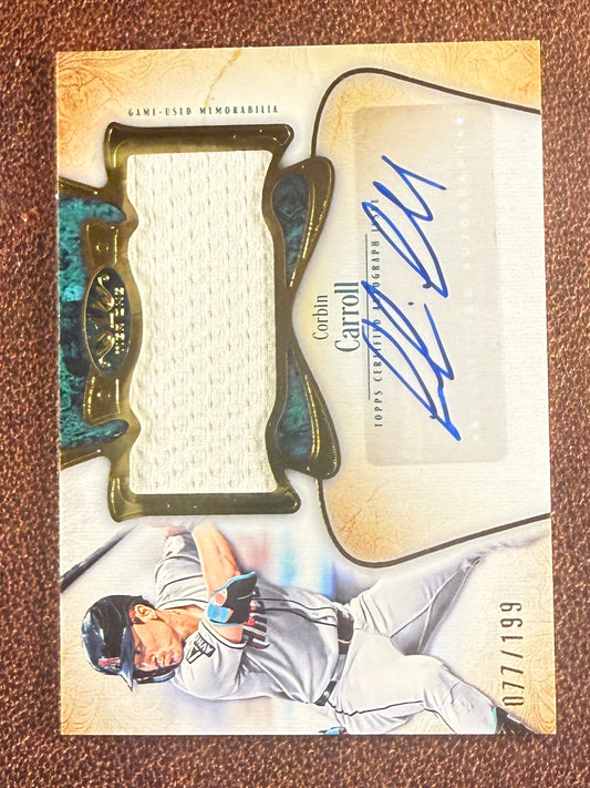 Corbin Carroll - 2026 Topps Tier One - Jumbo Relic AUTO /199 (*Corner Whiting*) - Diamondbacks