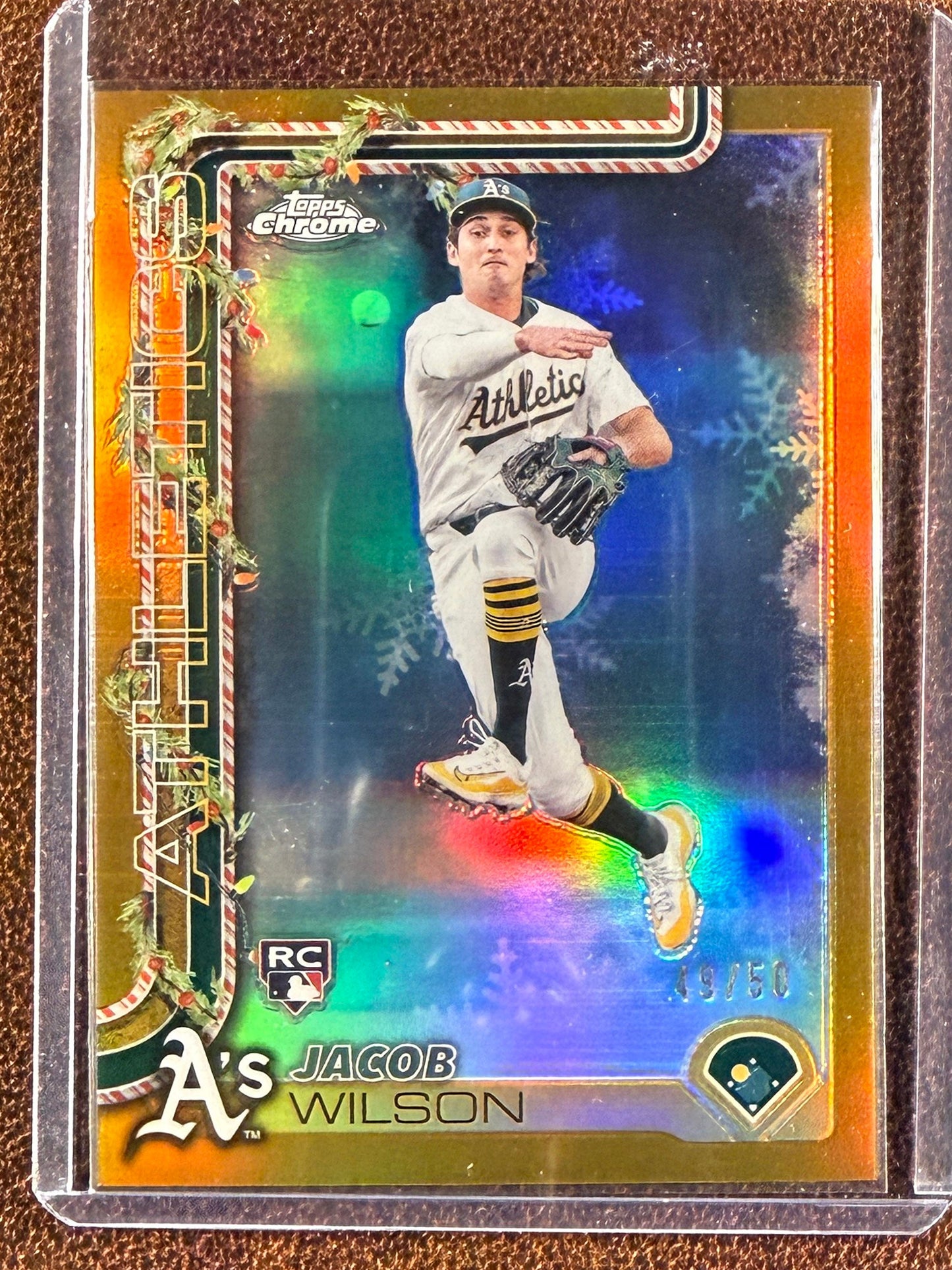 Jacob Wilson - 2025 Topps Holiday - Rookie Chrome GOLD Foil /50 - Athletics