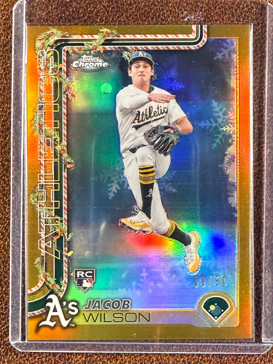 Jacob Wilson - 2025 Topps Holiday - Rookie Chrome GOLD Foil /50 - Athletics