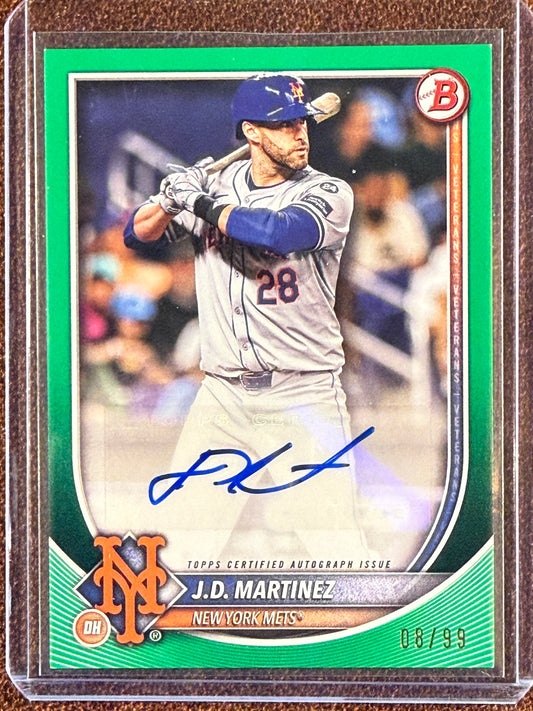 J.D. Martinez - 2025 Bowman - GREEN Border AUTO /99 - Mets