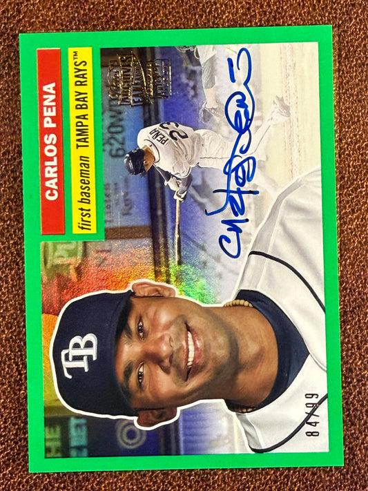 Carlos Pena - 2025 Topps Archives - GREEN Fan Favorite AUTO /99 - Rays