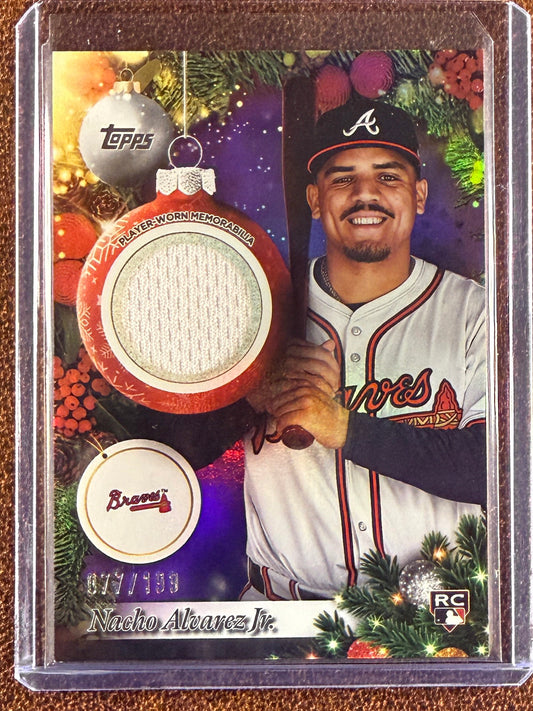 Nacho Alvarez - 2025 Topps Holiday - PURPLE Metalic RELIC /199 - Braves