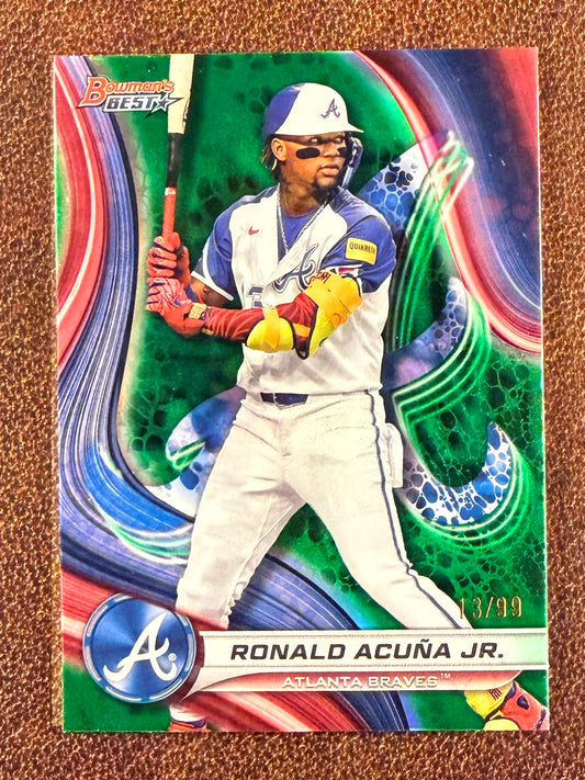 Ronald Acuna Jr. - 2024 Bowman's Best - GREEN 13/99 (Jersey Match) - Braves