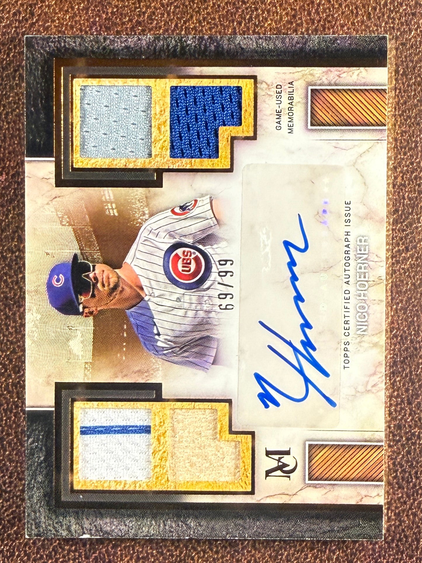 Nico Hoener - 2025 Topps Museum Collection - Signature Swatches Quad RELIC AUTO /99 (*Left Edge Nic*) - Cubs