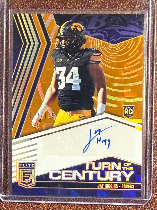 Jay Higgins - 2025 Panini Donruss Elite - Rookie Turn of the Century AUTO - Ravens