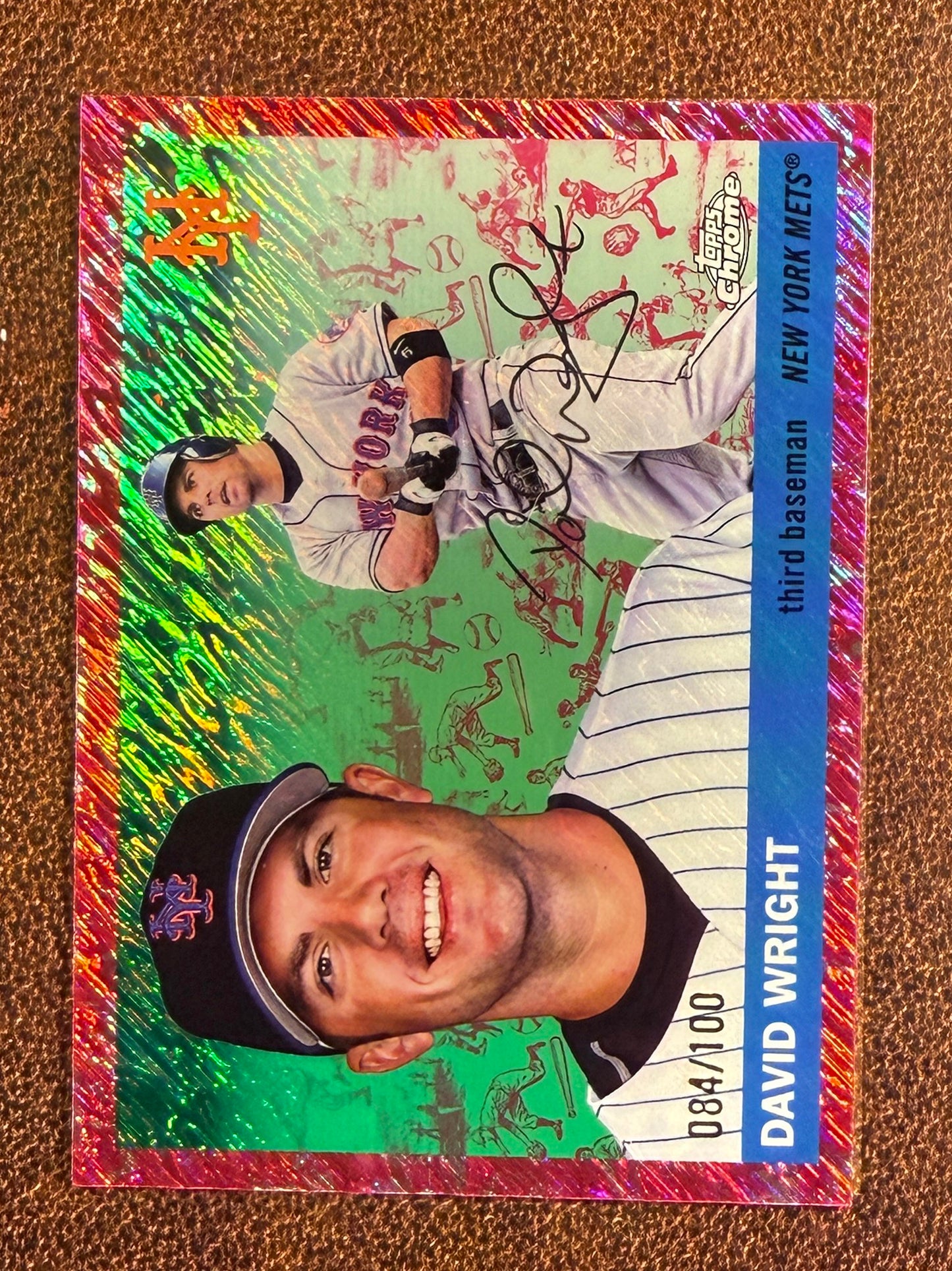 David Wright - 2025 Topps Chrome Platinum - FUCHSIA Shimmer Toile Refractor /100 - Mets