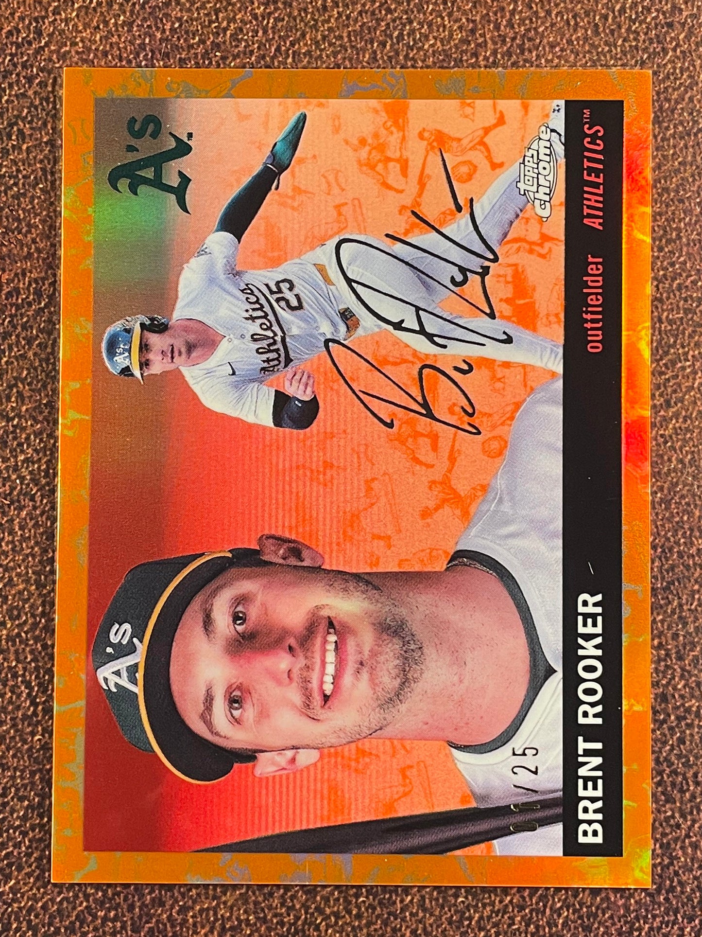 Brent Rooker - 2025 Topps Chrome Platinum - ORANGE Toile Refractor /25 - Athletics