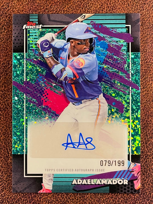 Adael Amador - 2026 Topps Finest - AQUA Mini Diamond AUTO /199 - Rockies