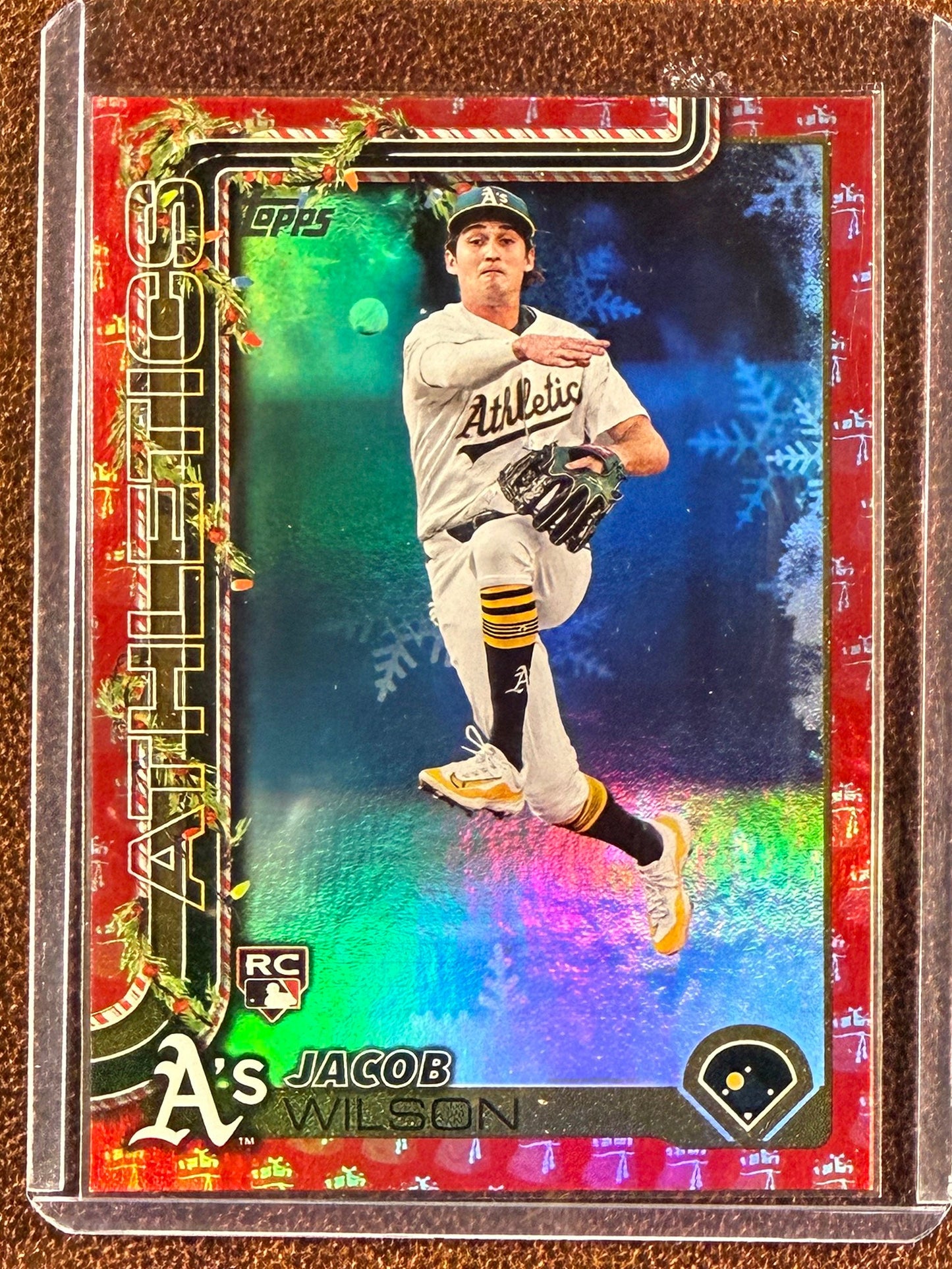 Jacob Wilson - 2025 Topps Holiday - Rookie Stocking Stuffer RED Santa Bag Foil SSP (PR: 10) - Athletics