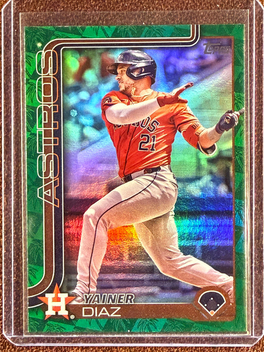Yainer Diaz - 2025 Topps Series 1 - GREEN Palm Tree Foil /99 (*Top Edge Issues*) - Astros