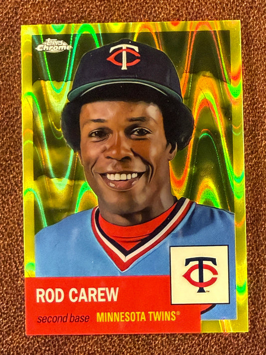 Rod Carew - 2022 Topps Chrome Platinum Anniversary - YELLOW Raywave /250 - Twins