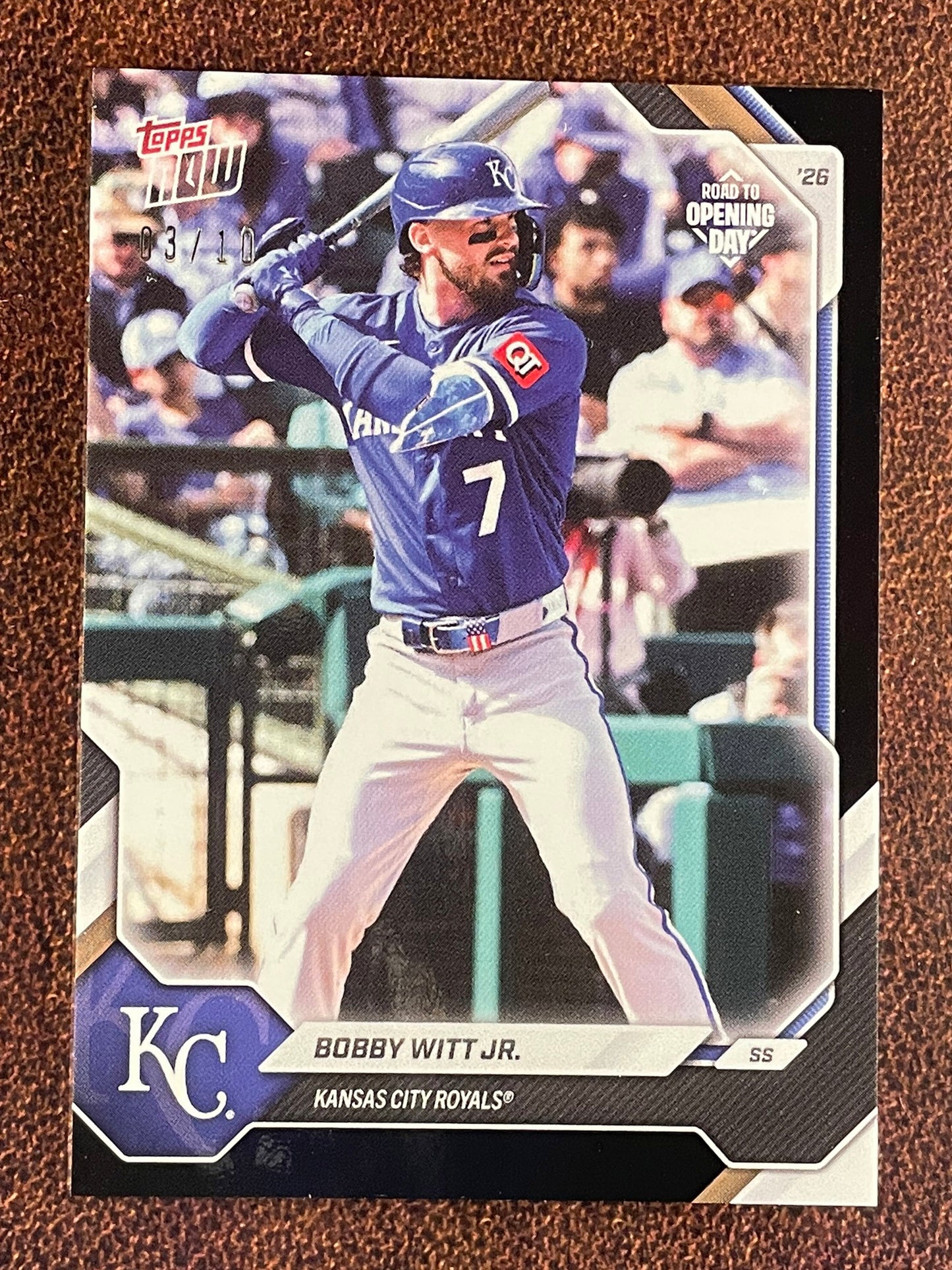 Bobby Witt Jr. - 2026 Topps Now Road to Opening Day - BLACK Foil /10 - Royals