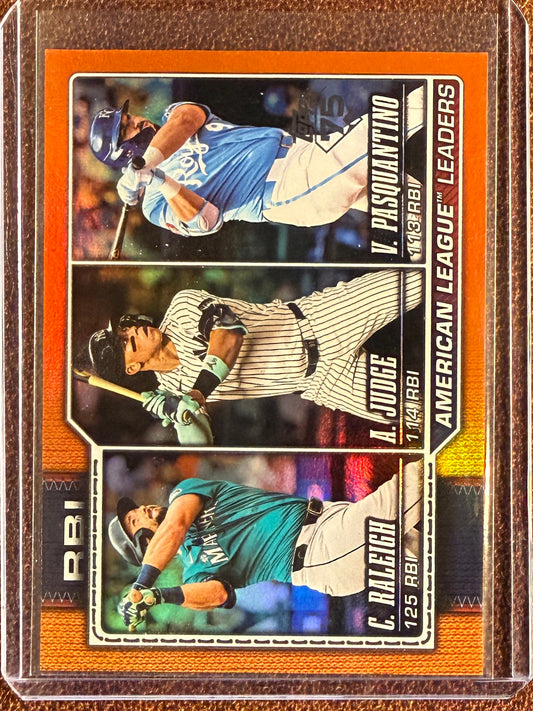 Cal Raleigh/Aaron Judge/Junior Caminero - 2026 Topps Series 1 - ORANGE /25 - Mariners
