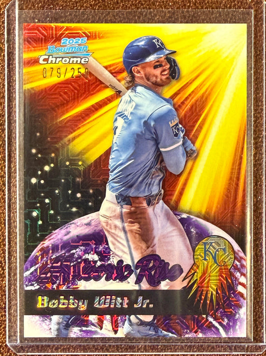 Bobby Witt Jr. - 2025 Bowman Chrome - Meteoric Rise PURPLE Mojo /250 - Royals