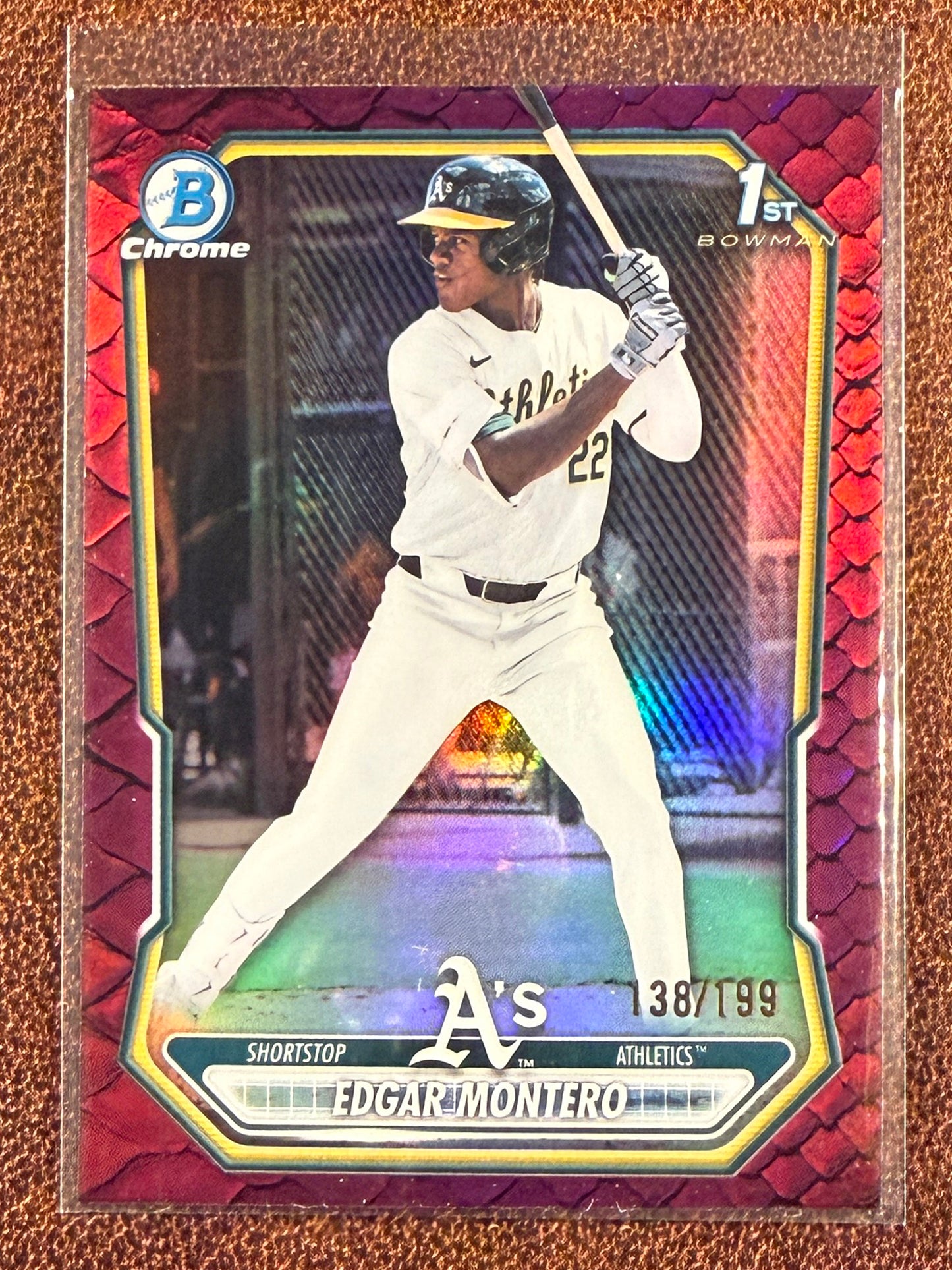 Edgar Montero - 2026 Bowman Chrome - FUCHSIA 1st Reptilian Refractor /199 - Athletics