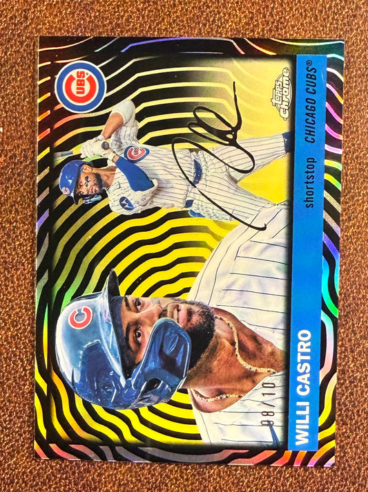 Willi Castro - 2025 Topps Chrome Platinum - BLACK Vibrations Refractor /10 - Cubs