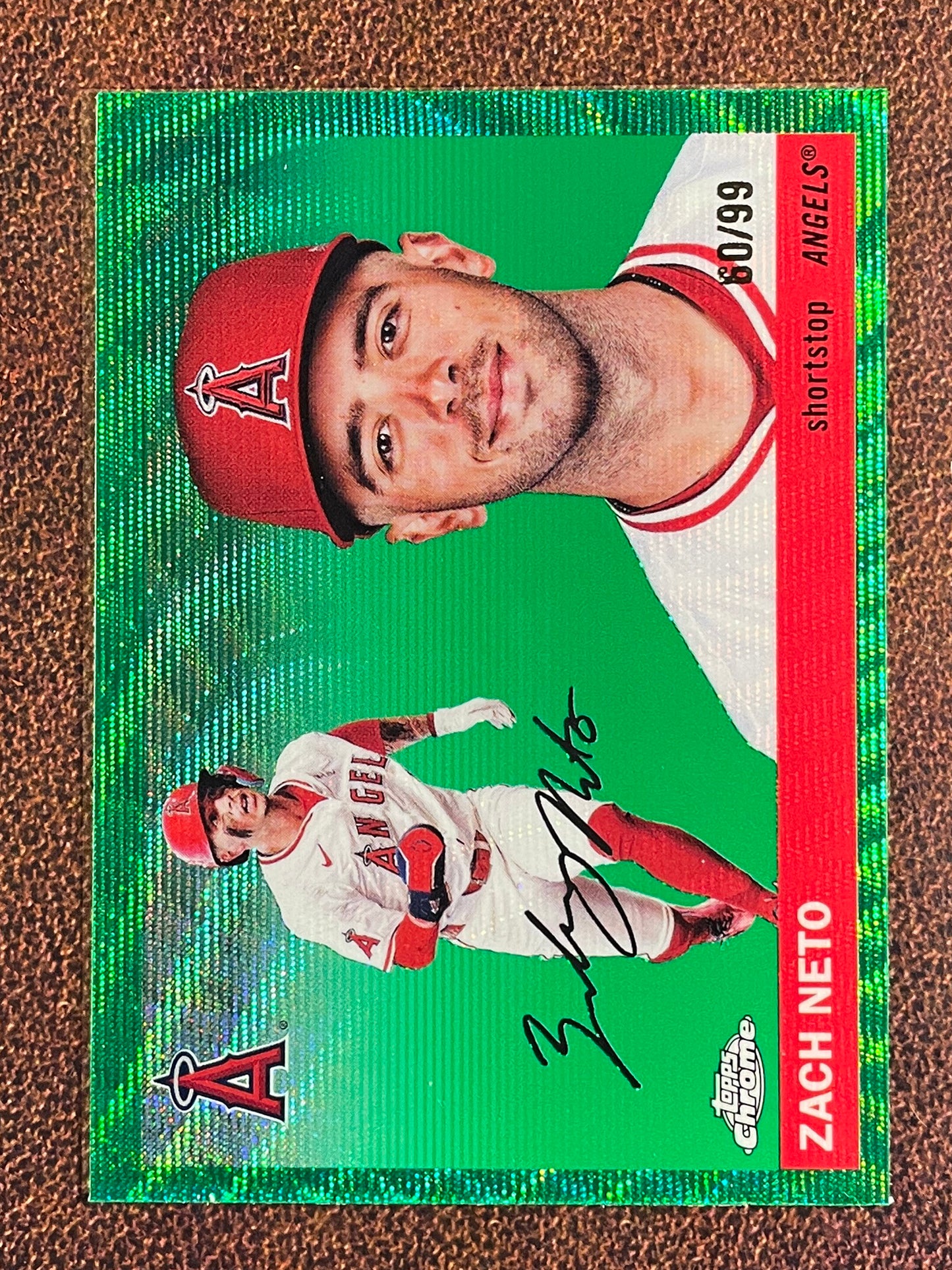 Zach Neto - 2025 Topps Chrome Platinum - GREEN Wave Refractor /99 - Angels