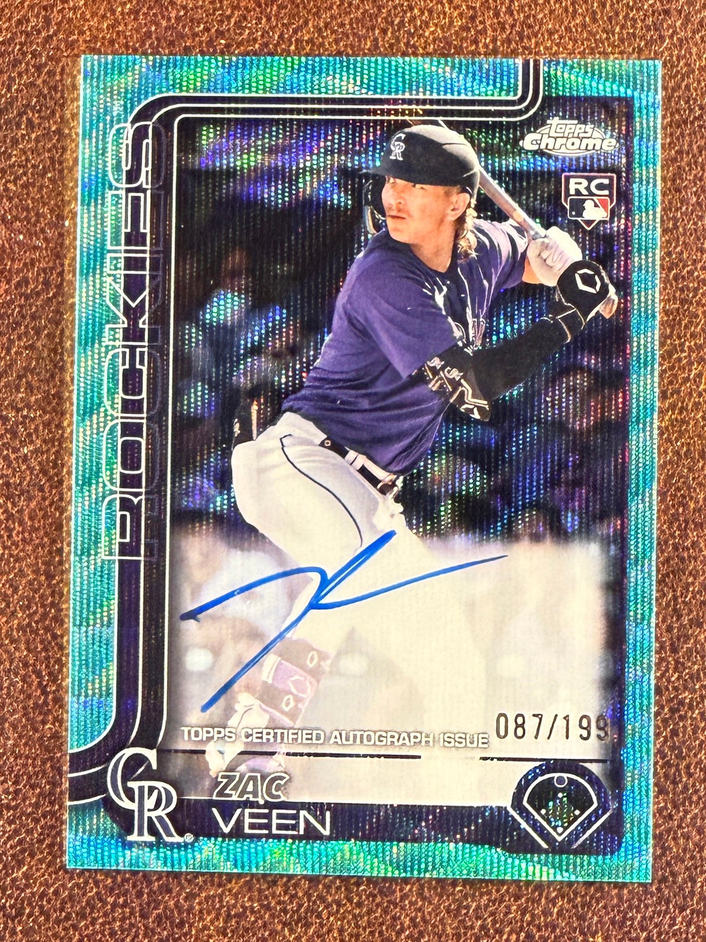Zac Veen - 2025 Topps Chrome - AQUA Wave Refractor AUTO /199 - Rockies