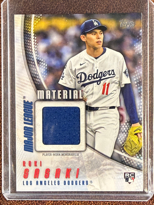 Roki Sasaki - 2025 Topps Upate - Rookie Major League Material RELIC - Dodgers