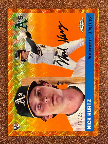 Nick Kurtz - 2025 Topps Chrome Platinum - Rookie ORANGE Wave Refractor /25 - Athletics