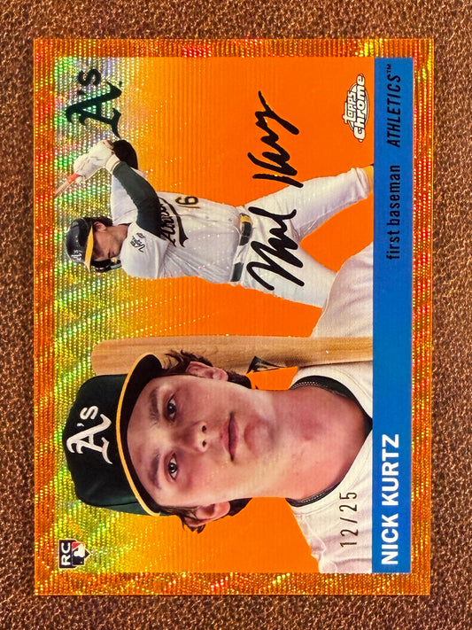 Nick Kurtz - 2025 Topps Chrome Platinum - Rookie ORANGE Wave Refractor /25 - Athletics
