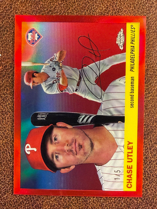 Chase Utley - 2025 Topps Chrome Platinum - RED Refractor /5 - Phillies