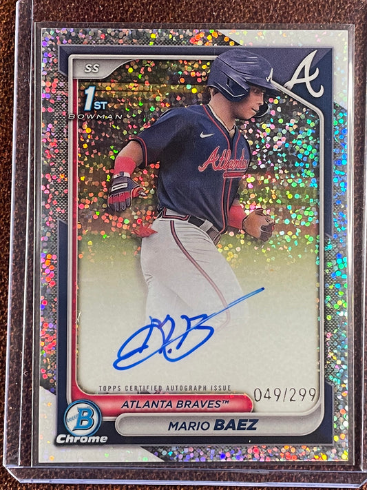 Mario Baez - 2024 Bowman Chrome - SPECKLE 1st Bowman Refractor AUTO /299 - Braves