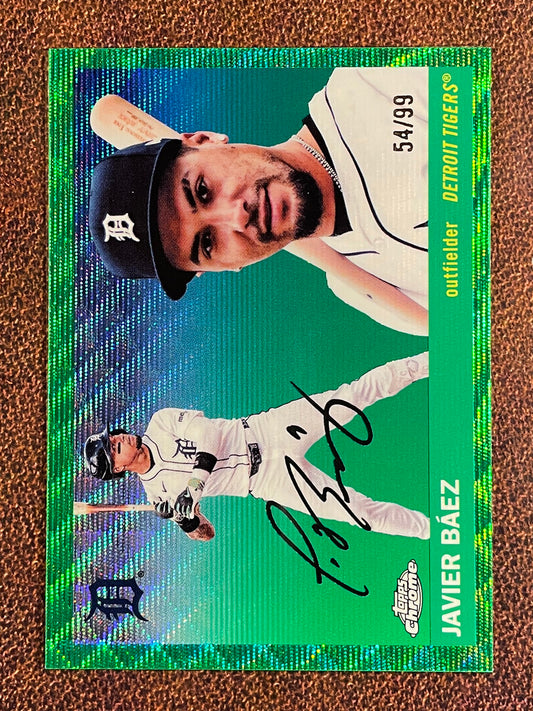 Javier Baez - 2025 Topps Chrome Platinum - GREEN Wave Refractor /99 - Tigers