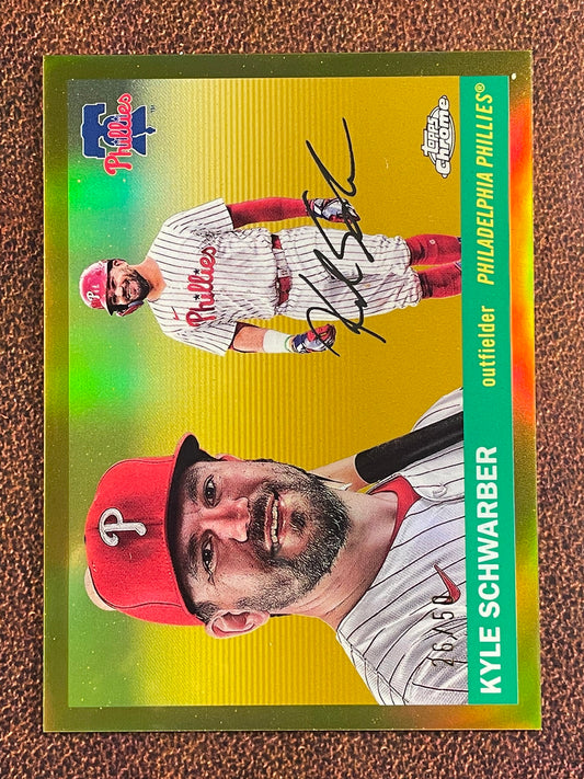 Kyle Schwarber - 2025 Topps Chrome Platinum - GOLD Refractor /50 - Phillies