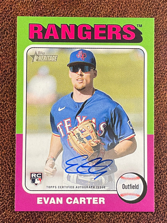 Evan Carter - 2024 Topps Heritage - Rookie AUTO - Rangers