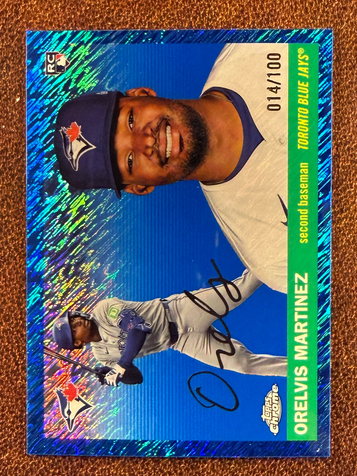 Orelvis Martinez - 2025 Topps Chrome Platinum - BLUE Shimmer Refractor /100 - Blue Jays
