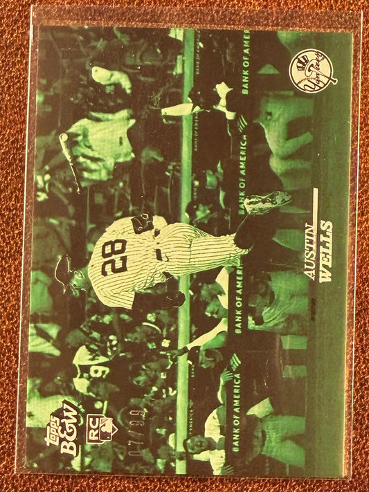 Austin Wells - 2024 Topps Black and White - Rookie GREEN /99 - Yankees
