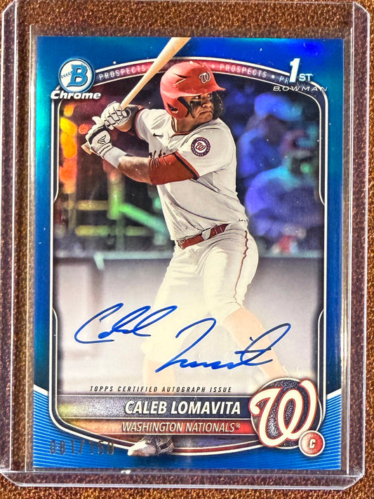 Caleb Lomavita - 2025 Bowman Chrome - BLUE AUTO /150 - Nationals