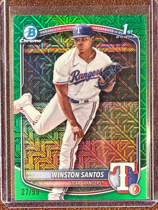 Winston Santos - 2025 Bowman Chrome - 1st Bowman Mojo GREEN /99 - Rangers