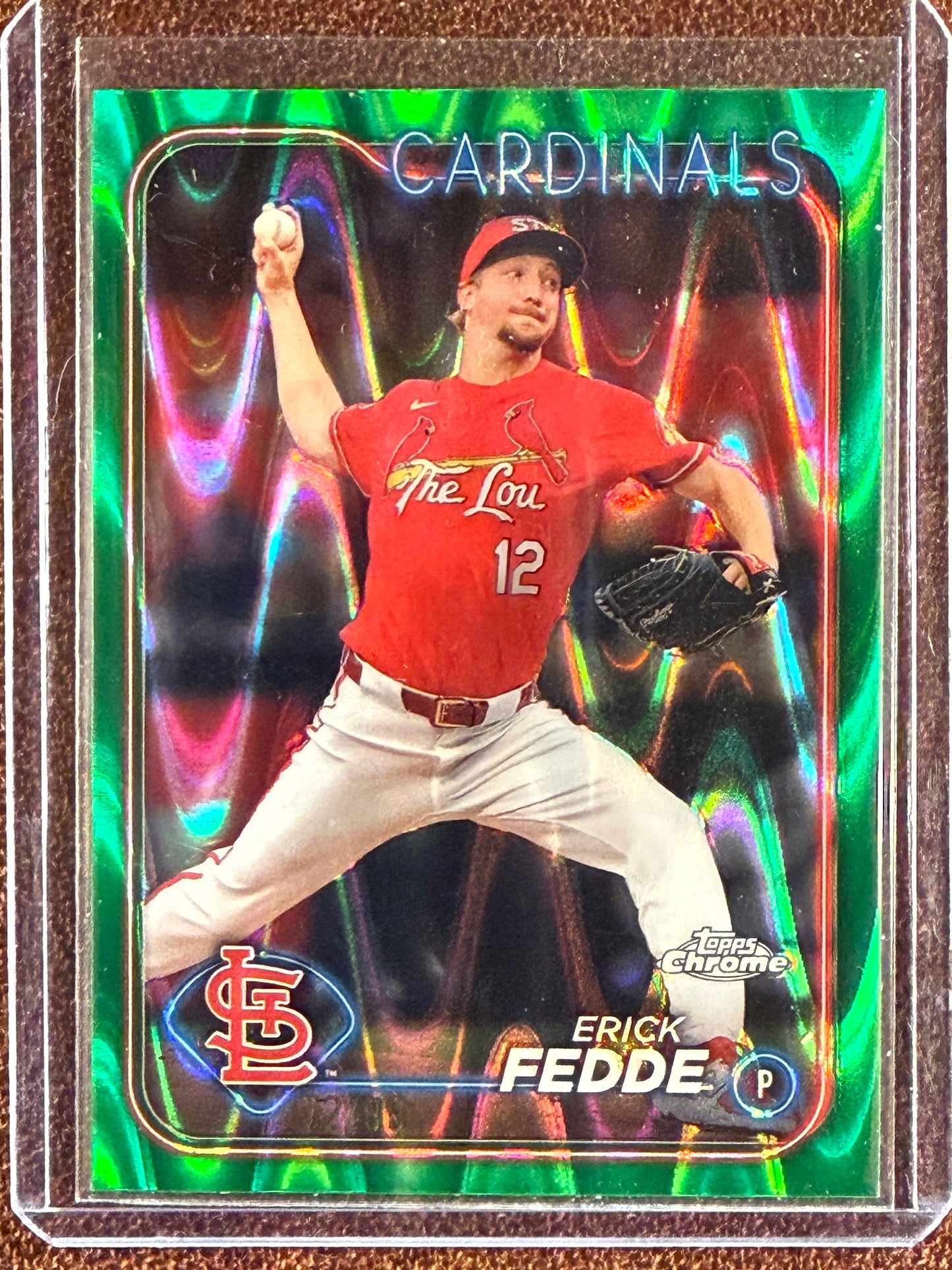 Erick Fedde - 2024 Topps Chrome - GREEN Raywave /99 - Cardinals