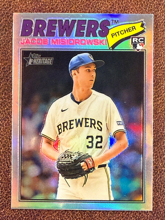 Jacob Misiorowski - 2026 Topps Heritage - Rookie Chrome (*Surface Indentation*) - Brewers