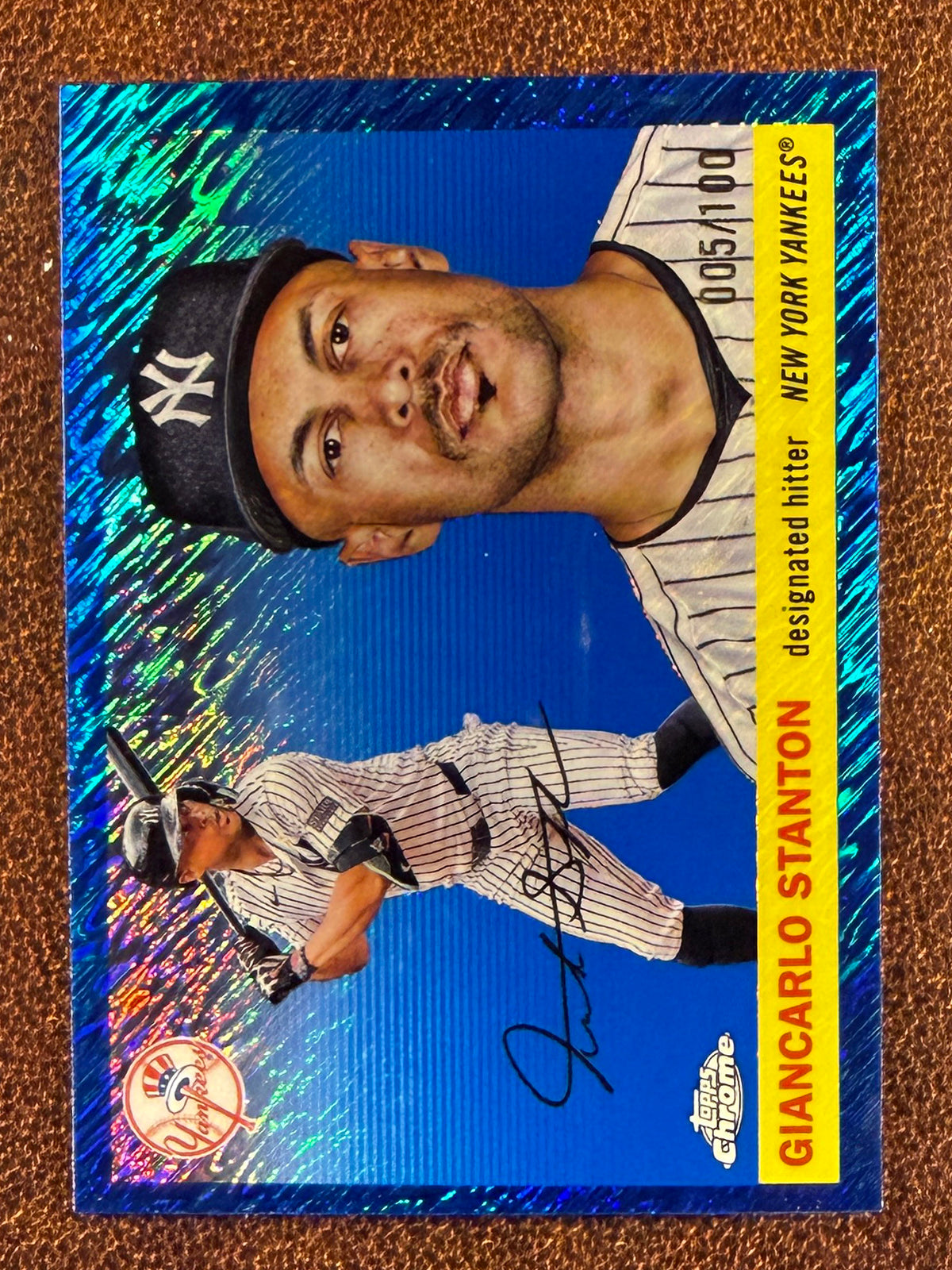 Giancarlo Stanton - 2025 Topps Chrome Platinum - BLUE Shimmer Refractor /100 - Yankees