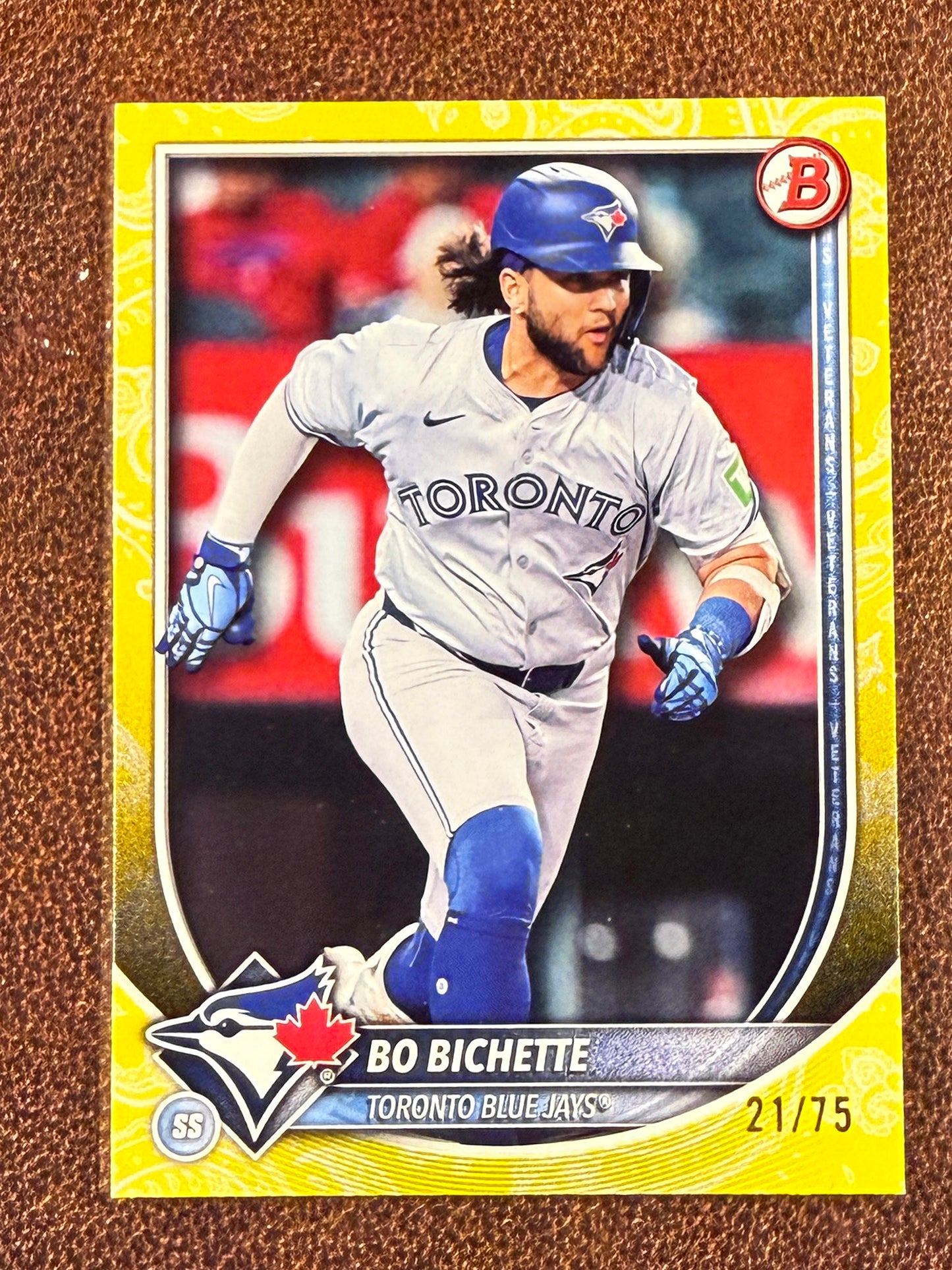 Bo Bichette - 2025 Bowman - YELLOW Paper /75 - Blue Jays