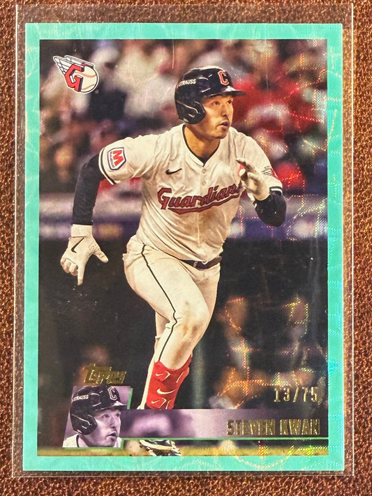 Steven Kwan - 2025 Topps Archives - 1996 Design Aqua /75 - Guardians